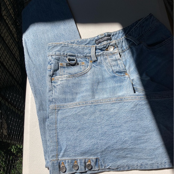 Vintage Dolce & Gabbana Light Wash Low Rise Button Fly Jeans Button Hem Jeans - Picture 1 of 17
